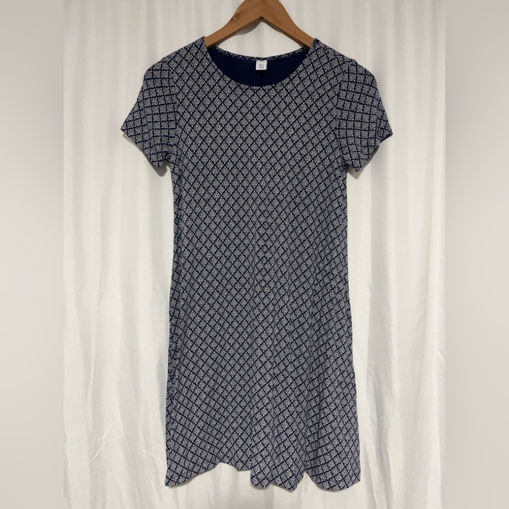 Old Navy Navy Blue and White Short Sleeve Mini Dress